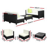 NNEDSZ 5PC Outdoor Furniture Sofa Set Lounge Setting Wicker Couches Garden Patio Pool