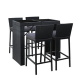 NNEDSZ Outdoor Bar Set Table Chairs Stools Rattan Patio Furniture 4 Seaters