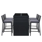 NNEDSZ Outdoor Bar Set Table Chairs Stools Rattan Patio Furniture 4 Seaters