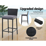 NNEDSZ Outdoor Bar Set Table Chairs Stools Rattan Patio Furniture 4 Seaters