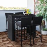 NNEDSZ Outdoor Bar Set Table Chairs Stools Rattan Patio Furniture 4 Seaters