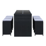 NNEDSZ 7 Piece Outdoor Dining Table Set - Black