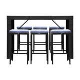 NNEDSZ 7 Piece Outdoor Dining Table Set - Black
