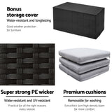 NNEDSZ 7 Piece Outdoor Dining Table Set - Black