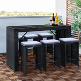 NNEDSZ 7 Piece Outdoor Dining Table Set - Black