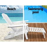 NNEDSZ 3 Piece Outdoor Adirondack Lounge Beach Chair Set - White