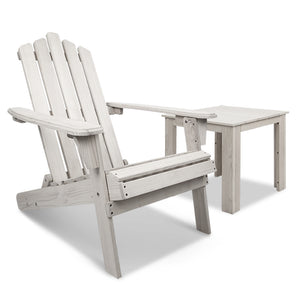 NNEDSZ 2pcs Adirondack Outdoor Beach Chair Table Set Beige