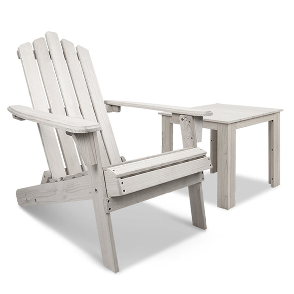 NNEDSZ 2pcs Adirondack Outdoor Beach Chair Table Set Beige