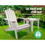 NNEDSZ 2pcs Adirondack Outdoor Beach Chair Table Set Beige