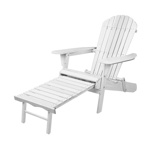 NNEDSZ Beach Chair with Ottoman - White