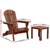 NNEDSZ 3PC Outdoor Setting Beach Chairs Table Wooden Adirondack Lounge Garden