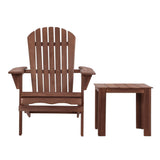 NNEDSZ 3PC Outdoor Setting Beach Chairs Table Wooden Adirondack Lounge Garden