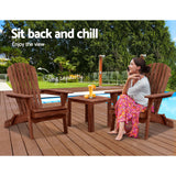 NNEDSZ 3PC Outdoor Setting Beach Chairs Table Wooden Adirondack Lounge Garden