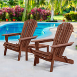 NNEDSZ 3PC Outdoor Setting Beach Chairs Table Wooden Adirondack Lounge Garden