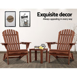 NNEDSZ 3PC Outdoor Setting Beach Chairs Table Wooden Adirondack Lounge Garden