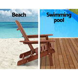 NNEDSZ 3PC Outdoor Setting Beach Chairs Table Wooden Adirondack Lounge Garden