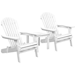 NNEDSZ 3 Piece Outdoor Adirondack Beach Chair and Table Set - White
