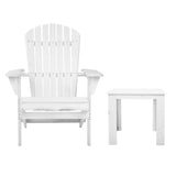 NNEDSZ 3 Piece Outdoor Adirondack Beach Chair and Table Set - White