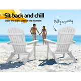 NNEDSZ 3 Piece Outdoor Adirondack Beach Chair and Table Set - White
