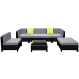 NNEDSZ 7PC Sofa Set Outdoor Furniture Lounge Setting Wicker Couches Garden Patio Pool