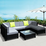 NNEDSZ 7PC Sofa Set Outdoor Furniture Lounge Setting Wicker Couches Garden Patio Pool