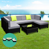 NNEDSZ 7PC Sofa Set Outdoor Furniture Lounge Setting Wicker Couches Garden Patio Pool