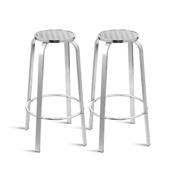 NNEDSZ Set of 2 Outdoor Bar Stools Patio Furniture Indoor Bistro Kitchen Aluminum