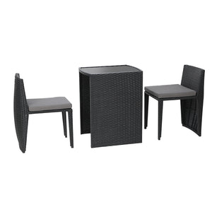 NNEDSZ 3-Piece Outdoor Dining Set Wicker Table Chairs Bistro Patio Furniture