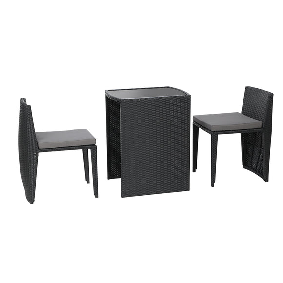 NNEDSZ 3-Piece Outdoor Dining Set Wicker Table Chairs Bistro Patio Furniture