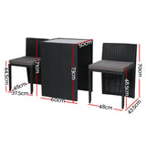 NNEDSZ 3-Piece Outdoor Dining Set Wicker Table Chairs Bistro Patio Furniture
