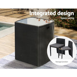 NNEDSZ 3-Piece Outdoor Dining Set Wicker Table Chairs Bistro Patio Furniture