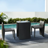 NNEDSZ 3-Piece Outdoor Dining Set Wicker Table Chairs Bistro Patio Furniture