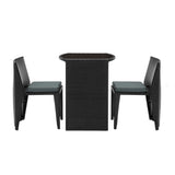 NNEDSZ 3 Piece PE Wicker Outdoor Table and Chair Set - Black