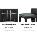 NNEDSZ 3 Piece PE Wicker Outdoor Table and Chair Set - Black