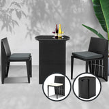 NNEDSZ 3 Piece PE Wicker Outdoor Table and Chair Set - Black