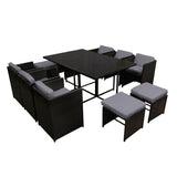 NNEDSZ 11 Piece PE Wicker Outdoor Dining Set - Black