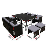 NNEDSZ 11 Piece PE Wicker Outdoor Dining Set - Black