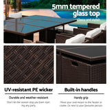 NNEDSZ 11 Piece PE Wicker Outdoor Dining Set - Brown & White