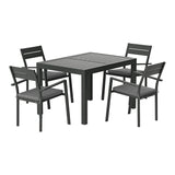 NNEDSZ 5pcs Outdoor Dining Set 4-Seater Aluminum Extension Table Chairs Lounge