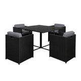 NNEDSZ 5 Piece Wicker Outdoor Dining Set - Black