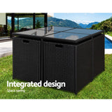 NNEDSZ 5 Piece Wicker Outdoor Dining Set - Black