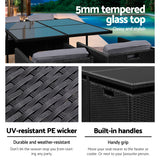 NNEDSZ 5 Piece Wicker Outdoor Dining Set - Black