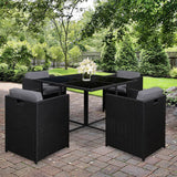 NNEDSZ 5 Piece Wicker Outdoor Dining Set - Black