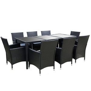 NNEDSZ 9 Piece Outdoor Dining Set - Black
