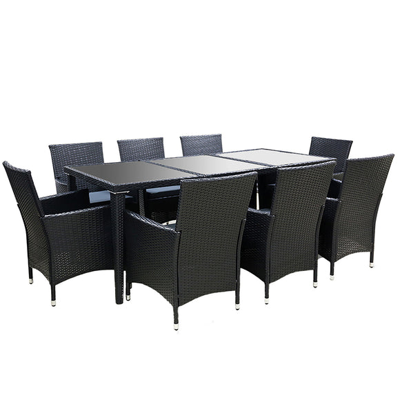 NNEDSZ 9 Piece Outdoor Dining Set - Black