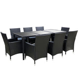 NNEDSZ 9 Piece Outdoor Dining Set - Black