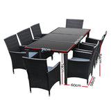 NNEDSZ 9 Piece Outdoor Dining Set - Black