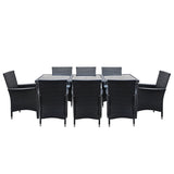 NNEDSZ 9 Piece Outdoor Dining Set - Black