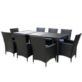 NNEDSZ 9 Piece Outdoor Dining Set - Black