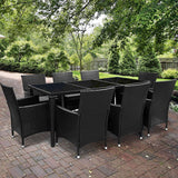 NNEDSZ 9 Piece Outdoor Dining Set - Black